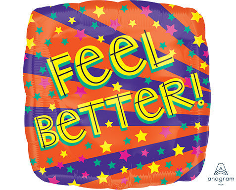 FEEL BETTER Burst & Stars - 21in ColorBlast - Square Foil Balloon - Pack of 10