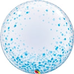 24in DECO BUBBLE BLUE Confetti Dots - Vinyl Balloon (PKG)