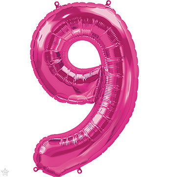 34in Number 9 - MAGENTA - Pkgd Foil Balloon