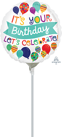 9in HBD Let's Celebrate - Pack of 25 - Foil Balloon - Air Fill & Heat Seal Only