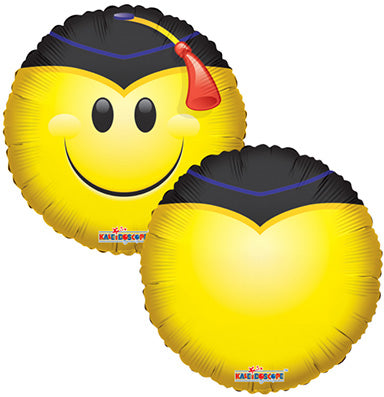 18in BV Smiley GRAD - Round Foil Balloon - Pack 25