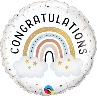 18in Congratulations Boho Rainbow  - Round Foil Balloon (PKG)