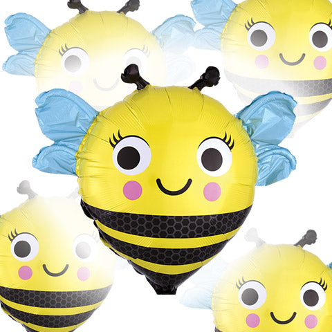 23in Happy Buzz'n BEE - Junior Shape Foil Balloon - Pack of 5