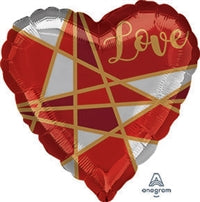 LOVE Lines  - Standard HX - Heart Shaped Foil Balloon (PKG)