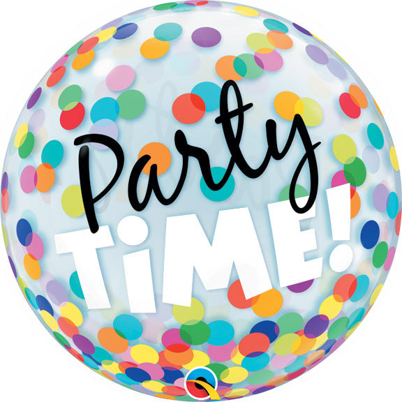 22in PARTY TIME Colorful Dots - BUBBLES Balloon (Pkg)