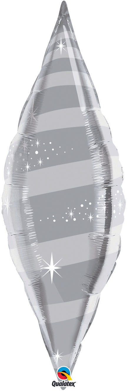 38in SILVER Taper Swirl Foil Balloon - Package of 5