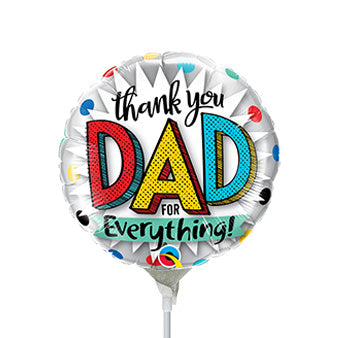 9in Thank You DAD - Foil Balloon - Air Fill & Heat Seal Only - Pack of 25