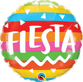 18in FIESTA Rainbow Stripes - Round Foil Balloon (PKG)