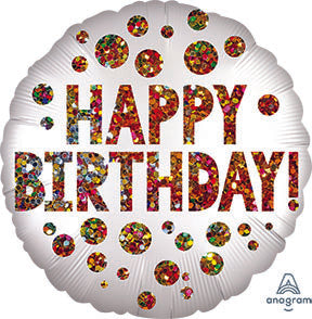 Satin Infused BIRTHDAY Sequins - Standard Satin XL - Round Foil Balloon (PKG)