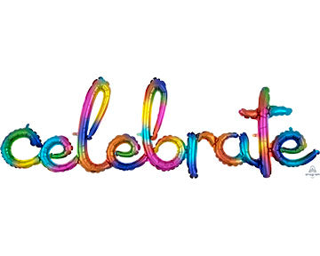 CELEBRATE - SCRIPT Phrase RAINBOW (PKG) - Air-fill Valved