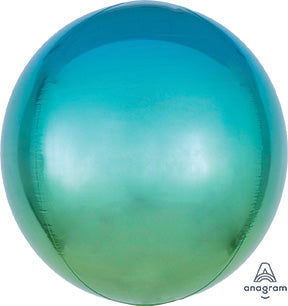 Blue & Green OMBRE ORBZ Foil Balloon (PKG)