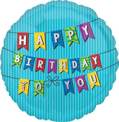 Happy BIRTHDAY to you Pennants  - Standard HX - Round Foil Balloon - Pack of 10