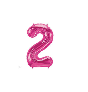 16in Number 2 - MAGENTA - Pkgd Foil Balloon