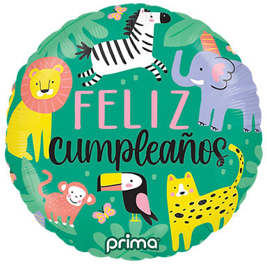 18in Feliz Cumpleaños Selva  -Round Foil Balloon (Pkg)