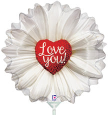 14in DAISY HEART Foil Balloon - Pack of 10 - Air Fill & Heat Seal