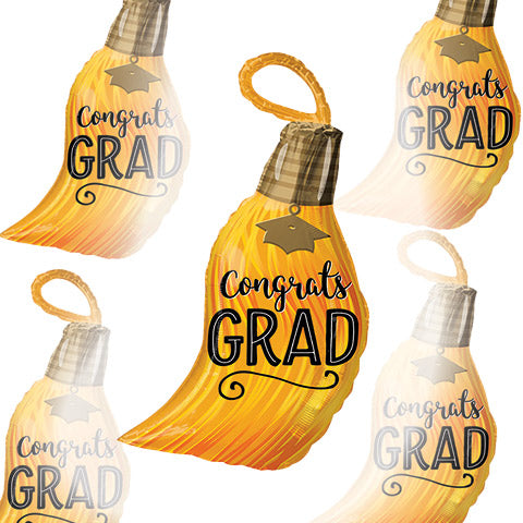 28in CONGRATS GRAD Tassel - Junior Shape Foil Balloon - Pack of 5