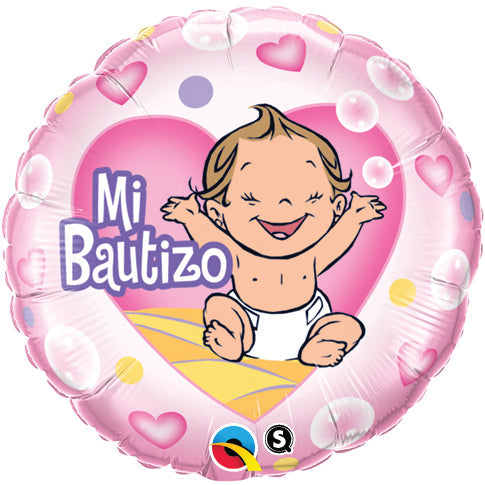 18in Mi Bautizo Pink ROSA - Pack of 25 - Foil Balloon