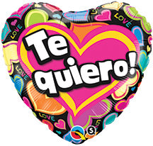 18in TE QUIERO Corazones Coloridos - Heart Shaped Foil Balloon - Pack of 20