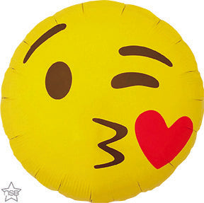 18in EMOTICON KISSING HEART Round - Pkgd Foil Balloon