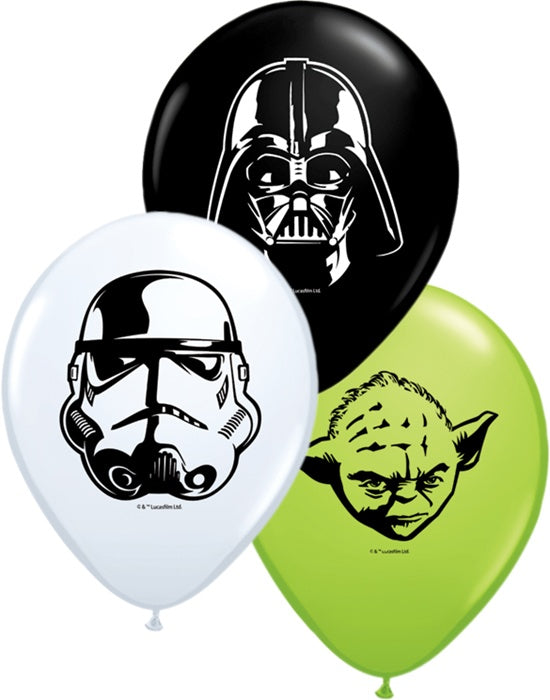 STAR WARS FACES on 5in Black,White & Lime (100ct)