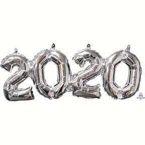 24x9in 2020 SILVER Block PHRASE - Foil Balloon