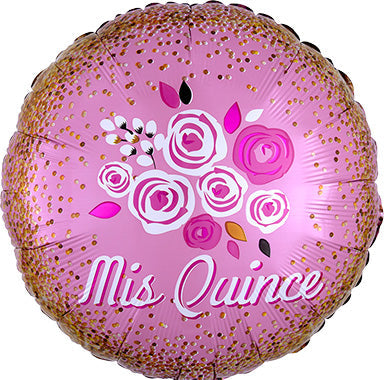 MIS QUINCE Floral Crown Sequins - Standard Satin XL - Round Foil Balloon (PKG)