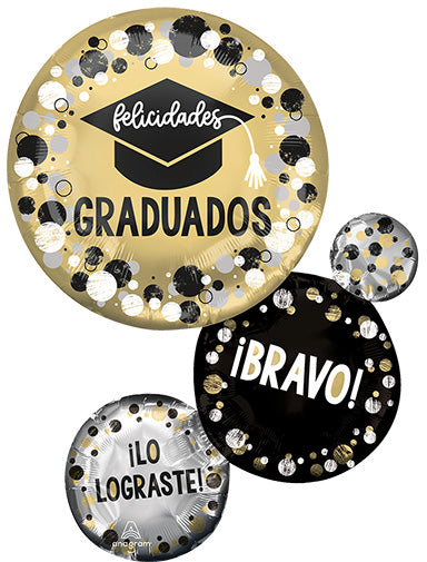 28in Felicidades GRADUADOS Circles & Dots - SuperShape Foil Balloon (PKG)