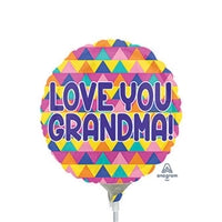 9in Love You GRANDMA - Foil Balloon - Air Fill & Heat Seal - Pack of 10