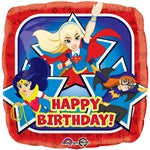 DC Super HERO GIRLS Happy Birthday - Standard HX - Foil Balloon - Pack of 10