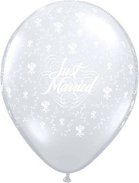 11in Just Married FLOWERS CLEAR (50ct)