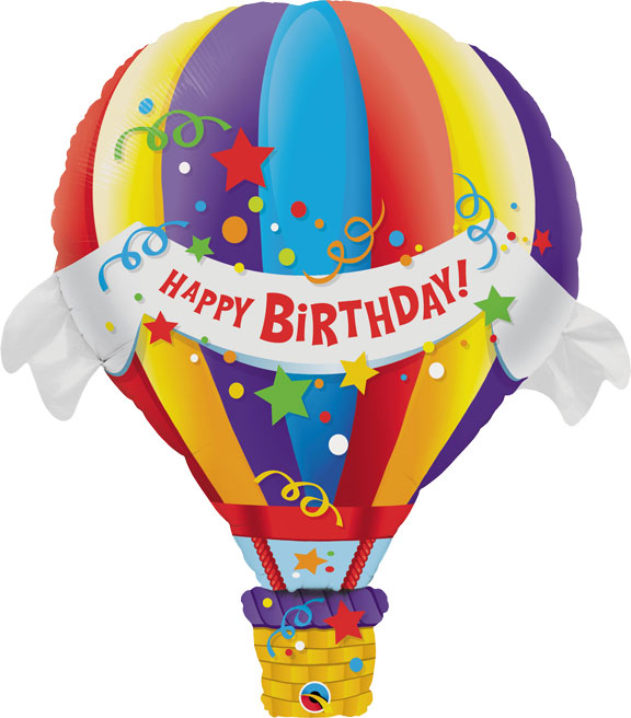 42in BIRTHDAY Hot Air Balloon - Pack of 5 - Foil Balloon