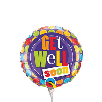 9in Get Well Soon Seeing Dots - Foil Balloon - Air Fill & Heat Seal ONLY! - Pack of 25