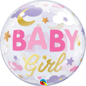 22in BABY Girl Sweet Dreams BUBBLE Balloon (Pkg)