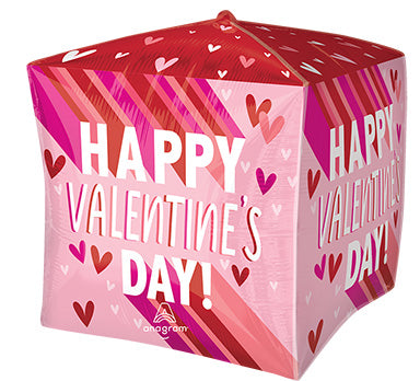 Valentine Stripes on Stripes - CUBEZ Foil Balloon (PKG)