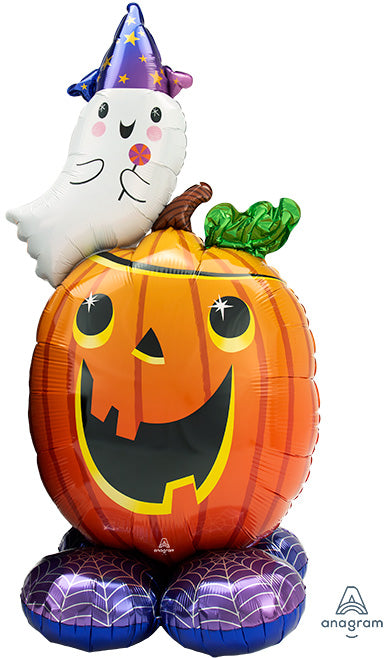 56in AirLoonz Pumpkin and Ghost Foil Multi-Balloon (PKG)