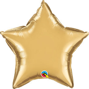 20in CHROME GOLD STAR Shaped - Pack of 10 - Qualatex Foil Balloon