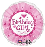 BIRTHDAY GIRL Pink Sparkle Tutu - Pack of 10 - Standard HX - Round Foil Balloon