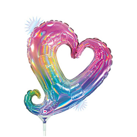 14in Chain of Hearts OPAL -Pack of 10-Holographic Mini Shape Foil Balloon - Air Fill & Heat Seal