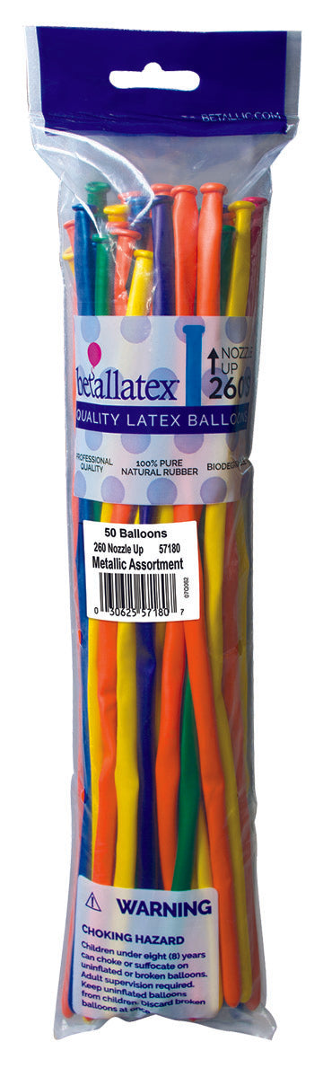 260b METALLIC ASSORTMENT - Nozzle Up Betallatex/Sempertex (50ct)