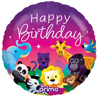 18in Party Animal Happy Birthday -Round Foil Balloon (Pkg)