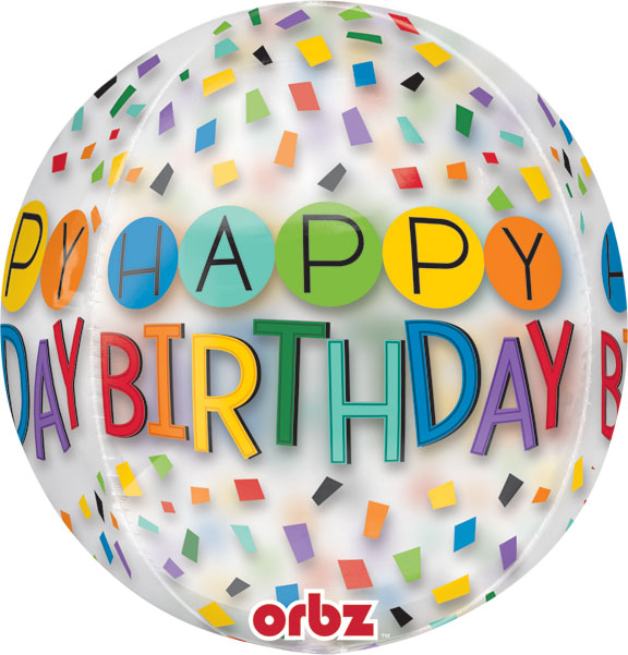 Happy BIRTHDAY Rainbow ORBZ Foil Balloon (PKG)