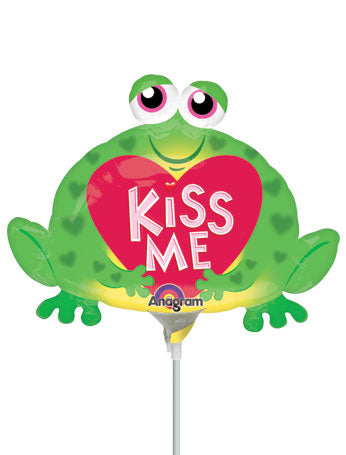 14in KISS ME TOAD - Pack of 10 - MiniShape Foil Balloon - Air Fill & Heat Seal