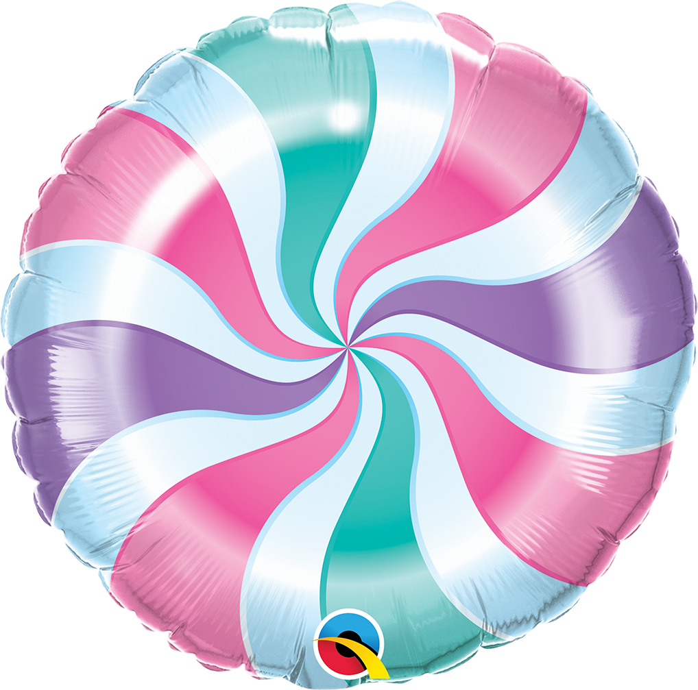 18in Candy Pastel Swirl - Foil Balloon (PKG)