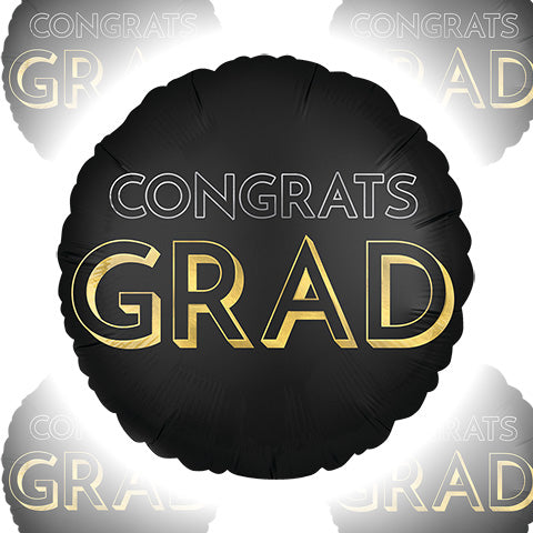 28in Satin Celebrate the GRAD - Round Jumbo Foil Balloon - Pack of 5