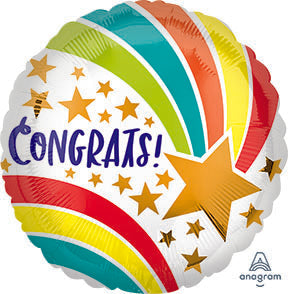 CONGRATS Shooting Star - Standard HX - Round Foil Balloon (PKG)