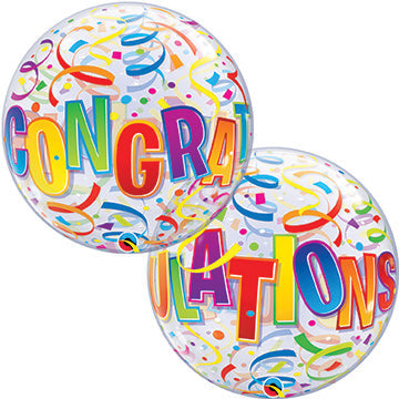 22in CONGRATULATIONS Around BUBBLE Balloon (PKG)