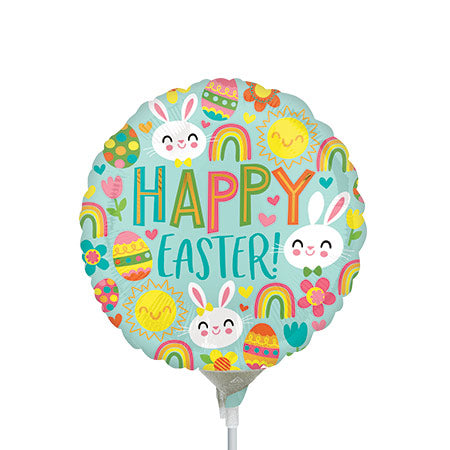 9in Happy EASTER Icons (PK25) - Foil Balloon - Air Fill & Heat Seal ONLY