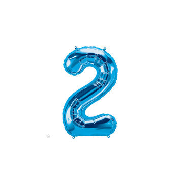 16in Number 2 - BLUE - Pkgd Foil Balloon