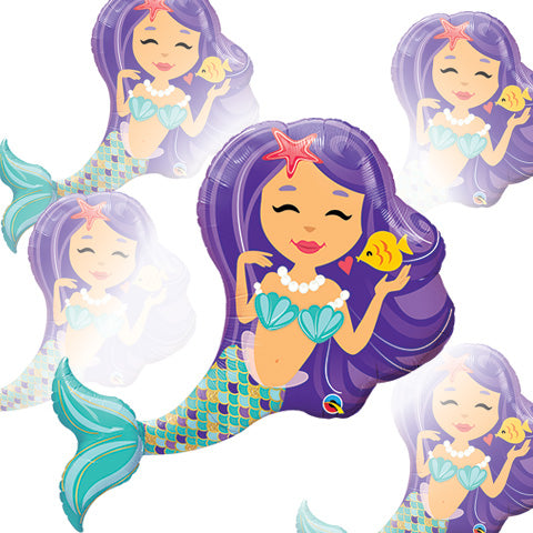 38in Enchanting MERMAID - Foil Balloon - Package of 5