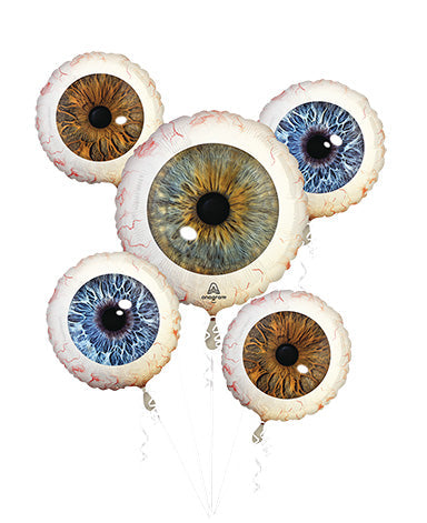 Creepy EYEBALLS - Bouquet of Foil Balloons - Comes with 5 Balloons